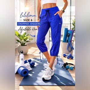💙 Lululemon Blue Cropped Jogger Pants – Size 6 – Adjustable Leg Cinch